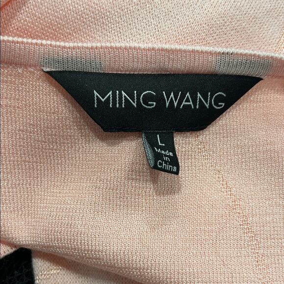 Ming Wang Women’s Pink Black V Neck Art to Wear Abstract Dress Size Large - Picture 2 of 12